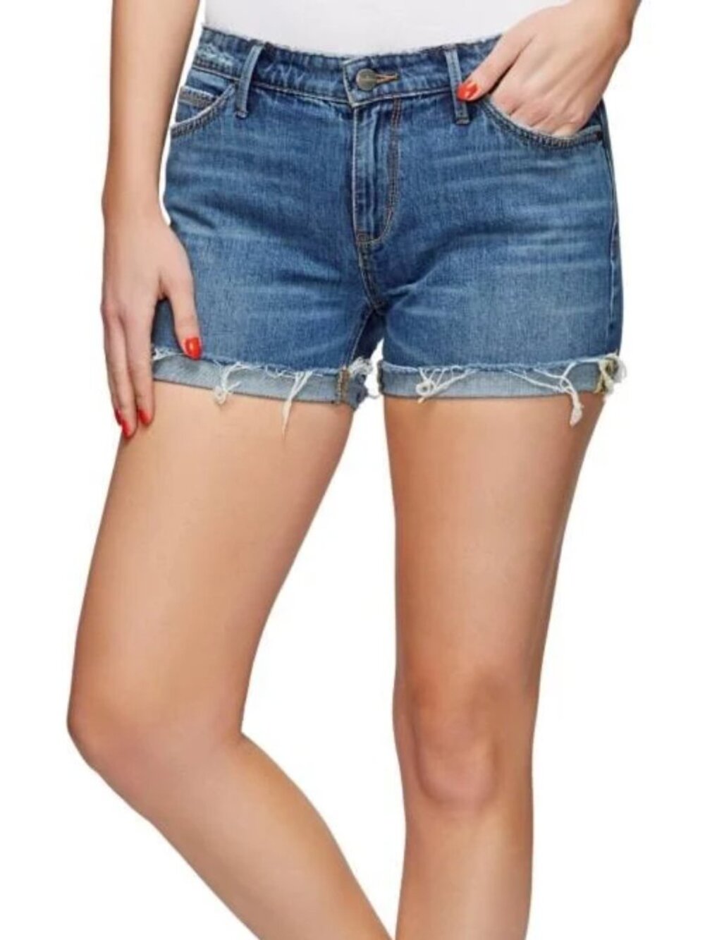 NWT Sam Edelman Drew Cuffed Jean Shorts in Leighton Medium Wash